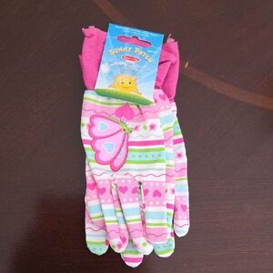 Girk's Pink Striped Butterfly Gloves